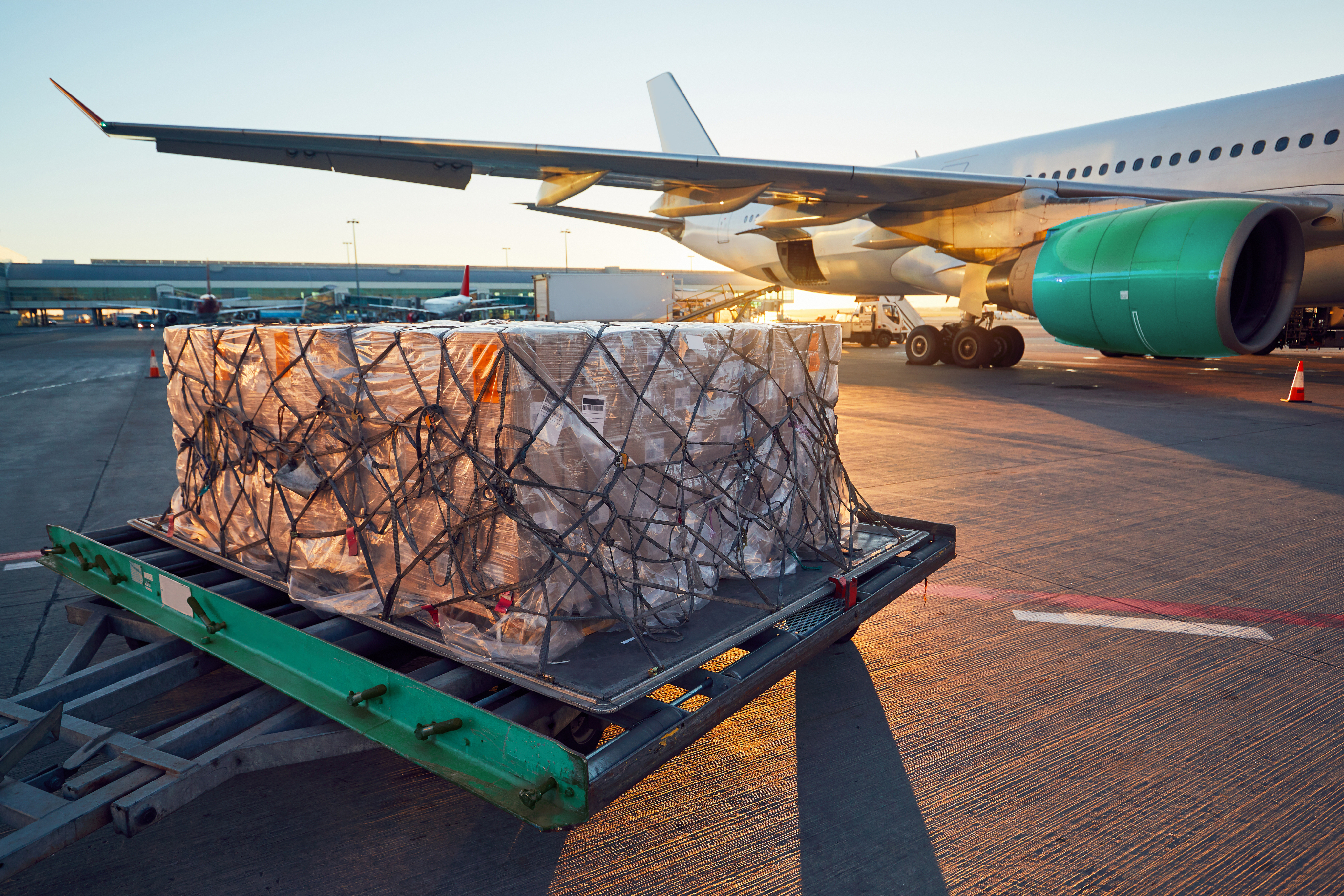 Air freight - cargo plane being loaded